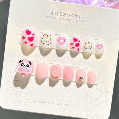 Children's nail stickers nail stickers nail art full stickers wear waterproof safety cartoon finger point drilling nail stickers