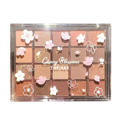 DIKALU Evening Sakura Dance 20-color eyeshadow large plate Pearl matte earth milk tea color affordable cherry blossom eyeshadow plate cross-border