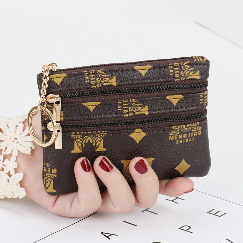 Wholesale coin purse women's short genuine leather texture small wallet multifunctional driver's license card holder soft leather key bag zipper bag 