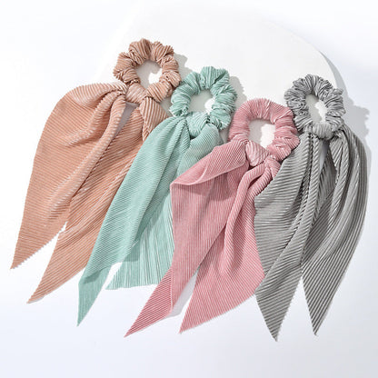 Factory direct sales, cross-border hot selling, wrinkled ribbon hair ring, Korean style, simple solid color hair band hair accessories