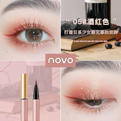 NOVO ប៊ិច Eyeliner ដ៏ប្រណិត និងចម្រុះពណ៌ ស្តើង ងាយស្រួលដាក់ពណ៌ មិនជ្រាបទឹក ធន់នឹងញើស មិនប្រតាក មិនក្លែងក្លាយ មិនផាត់ពណ៌ 