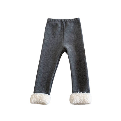 2021 Winter New Korean Style Children's Leggings Girls Baby Fashionable Plush Thickened Lambswool Curled Pants