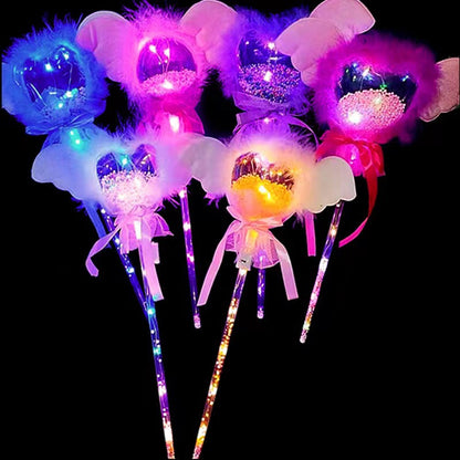 New style street stall drainage flashing light children's toys luminous cartoon star ball angel fairy stick wave ball magic wand