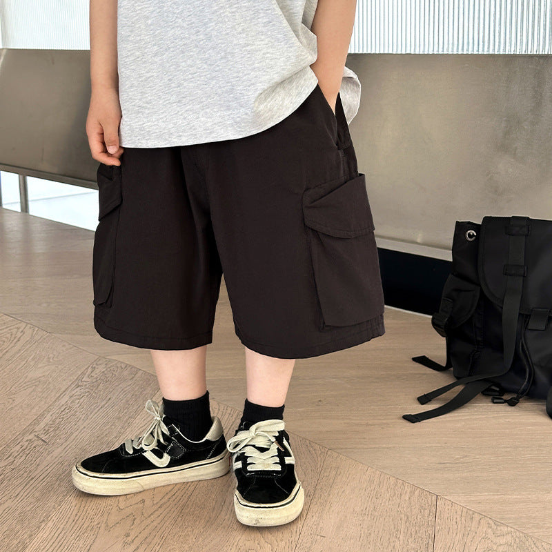 Children's summer pants boys work shorts 2024 summer new handsome little boy loose casual shorts