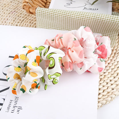 Pig intestine hair band headband for women Korean style simple temperament head flower print fruit pattern fat intestine hair band headdress for women