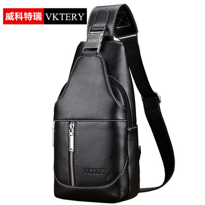 Vicoteri trendy men's chest bag Korean style fashion black men's chest bag British crossbody men's chest bag