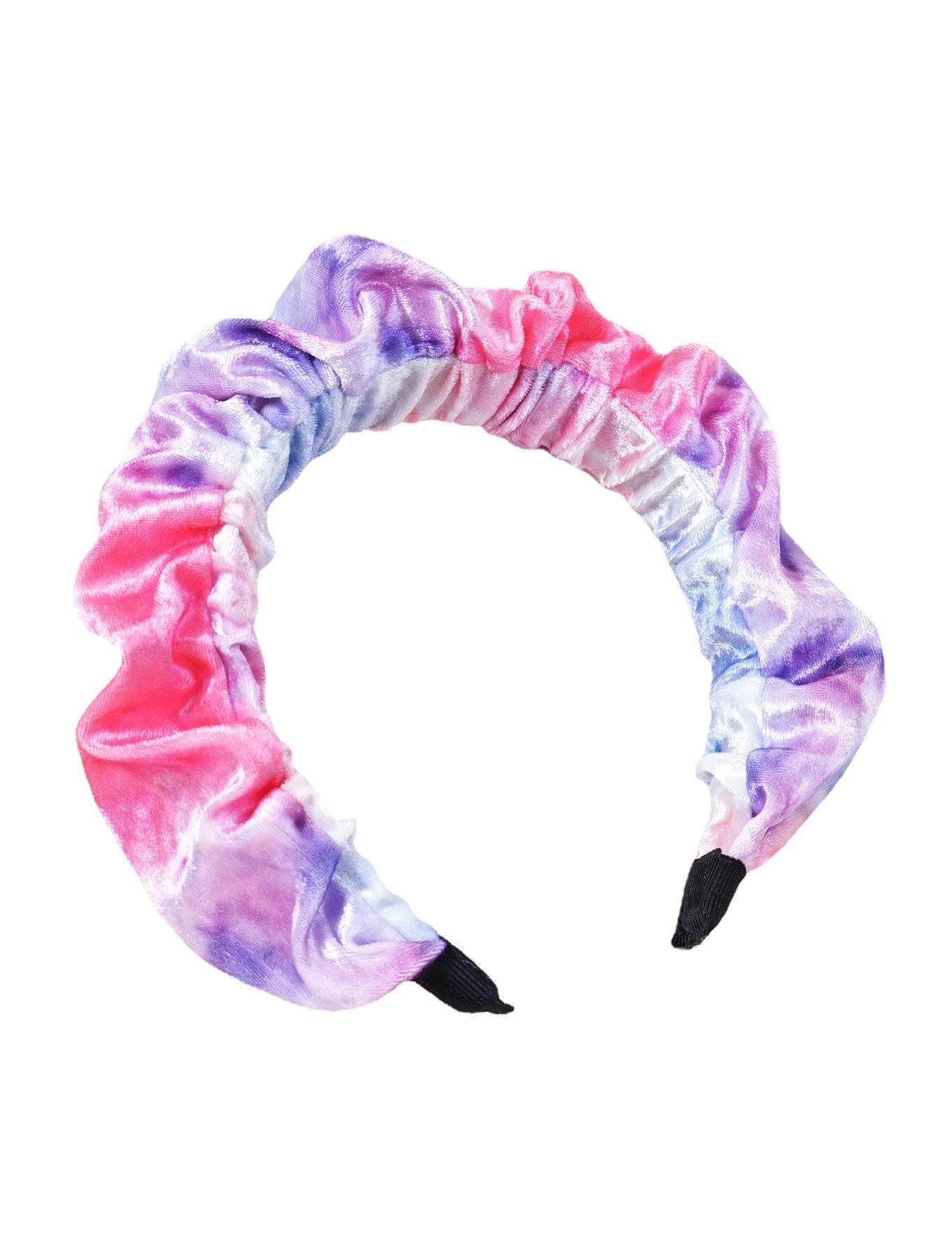 Amazon new style headband for women European and American flannel pleated face wash hair buckle tie-dye color versatile headband for women