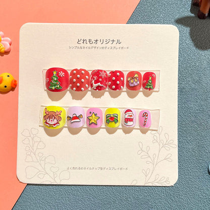 Children's nail stickers girls wear nails self-adhesive nail stickers cartoon cute princess false nail pieces embossed nail pieces