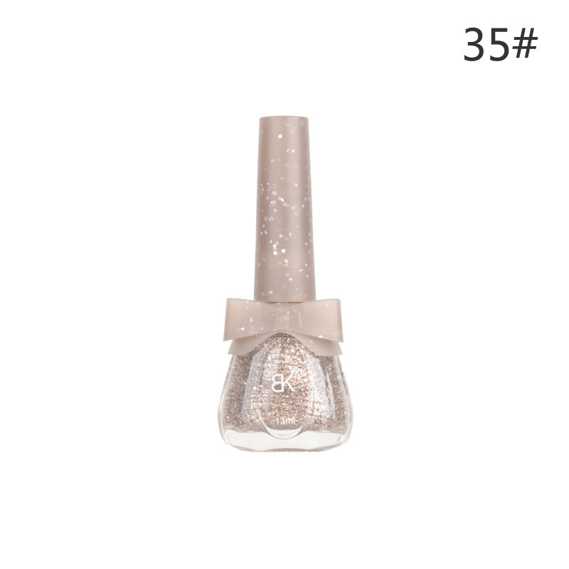 BK new bow seven-day water-based nail polish pure color free baking summer net red white macaron 13ml 