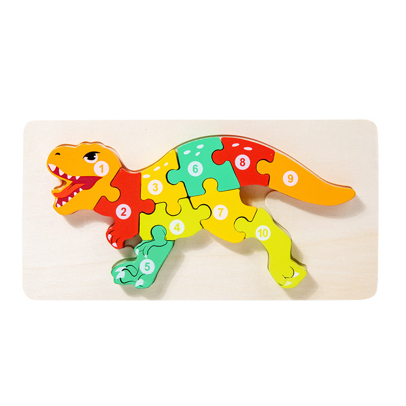 Wooden early education cognitive children's educational toys building blocks animal transportation shape matching 3d three-dimensional puzzle wholesale