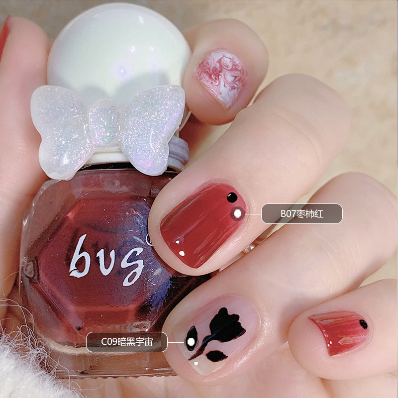 BVG new water-based nail polish small diamond nail polish ice transparent multi-color nail polish free baking tearable novice 10ml