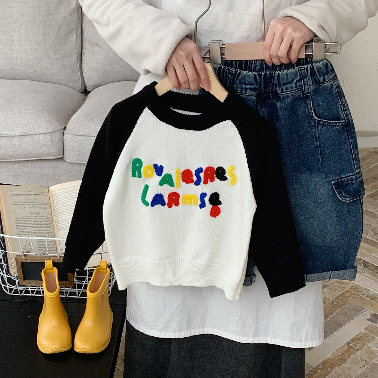 Children's sweater Bangcheng 2024 spring new color letter children's clothing boys and girls casual all-match tops MY0027