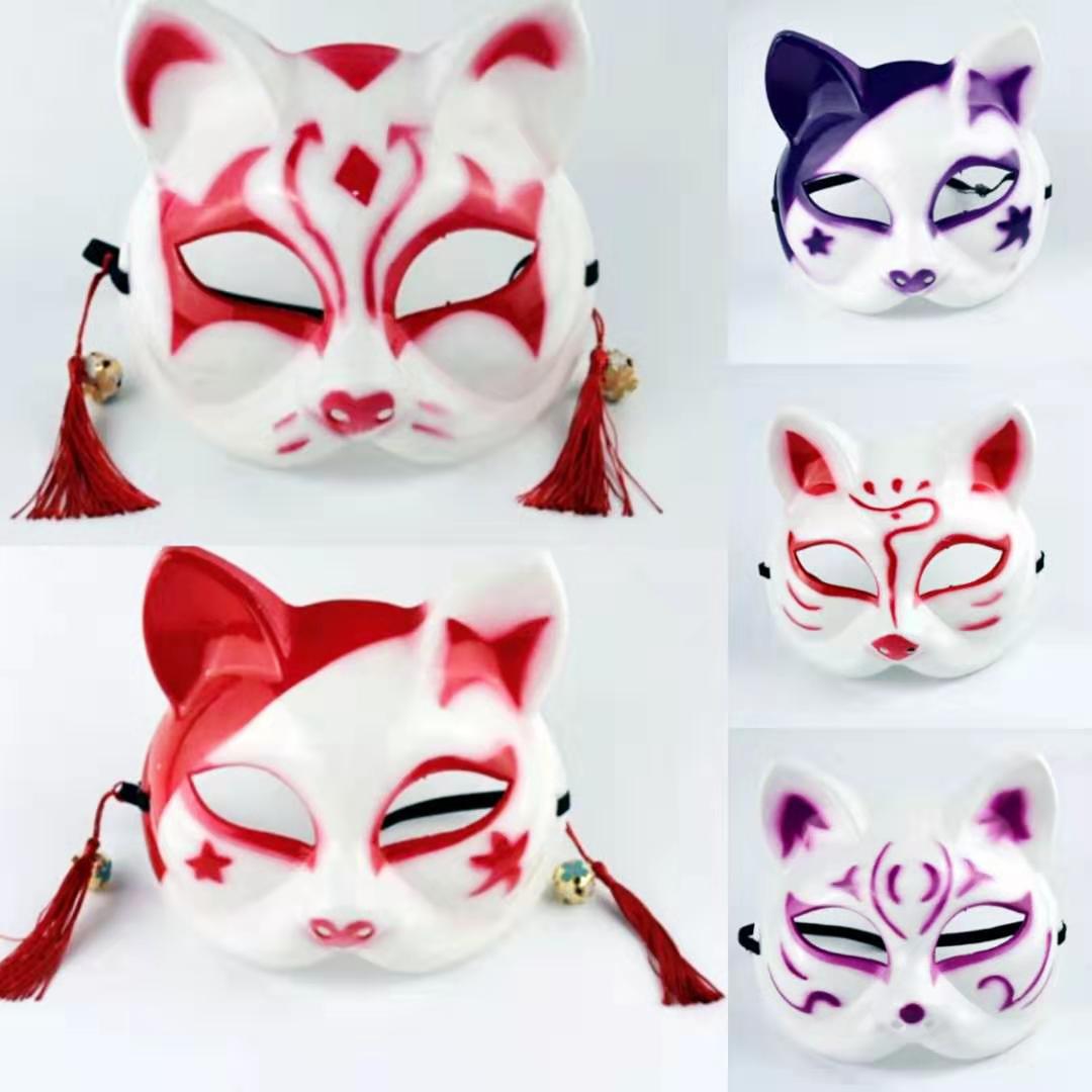 Douyin same style male and female half cat face luminous mask Japanese style fox anime cosplay masquerade