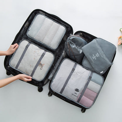 Twill seven-piece travel clothing luggage underwear and socks storage bag large capacity sorting travel 7-piece set 