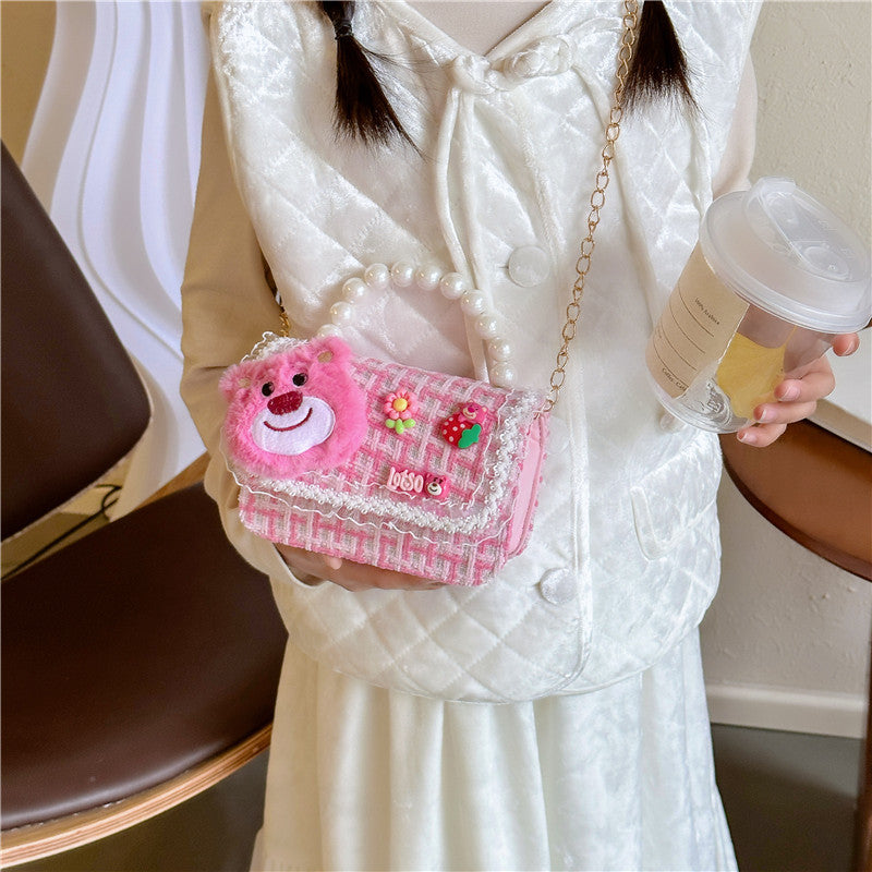 New Style Princess Pearl Portable Coin Purse Fashion Chain Children's Shoulder Bag Cartoon Cute Coin Bag