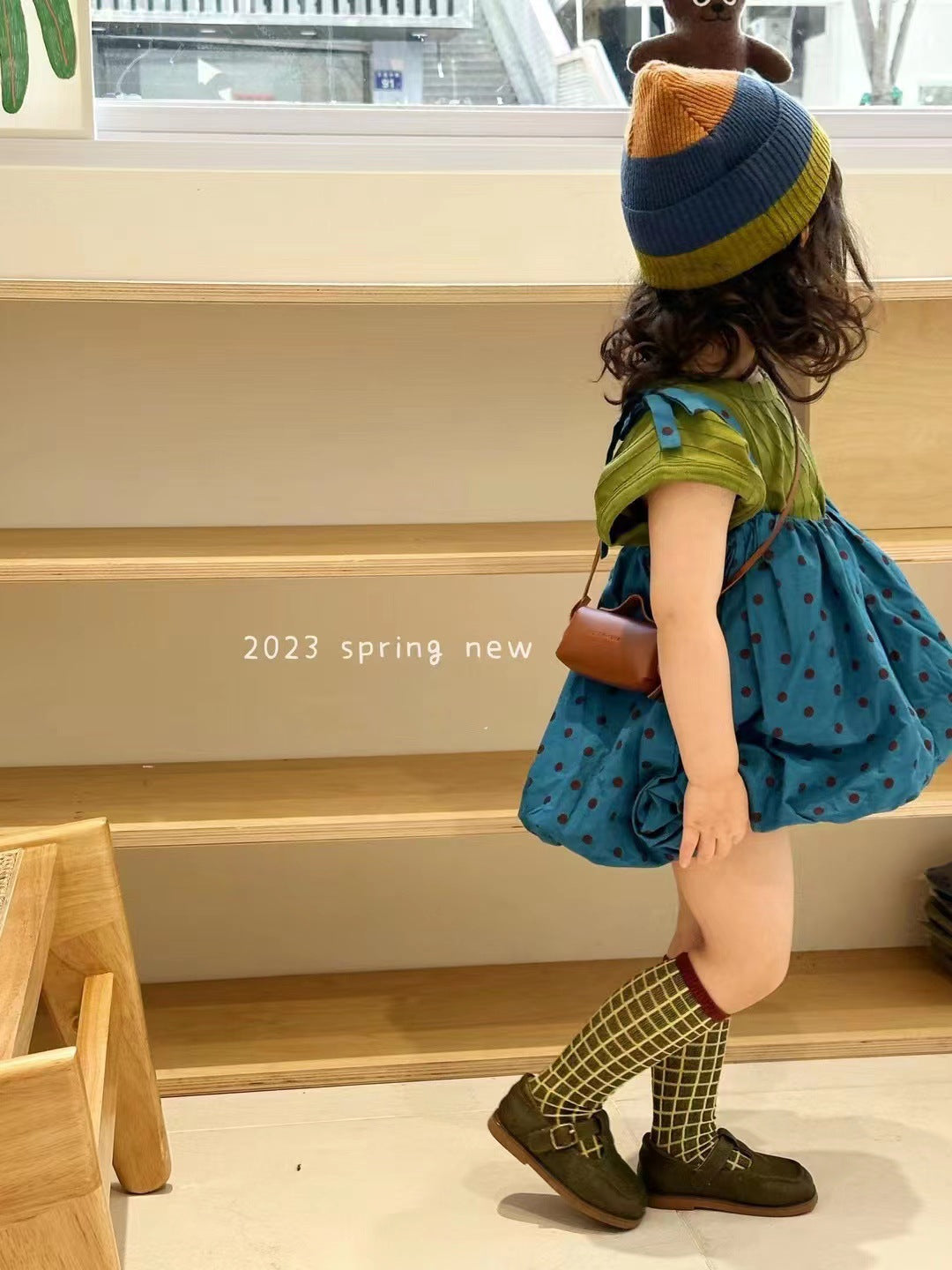 2024 summer new style girls Korean version suspender dress children's stylish polka dot skirt lantern skirt tutu skirt