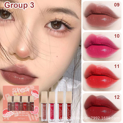 Cross-border exclusive liquid lip gloss lipstick set mini lip glaze for students non-fading non-stick lip gloss factory direct sales