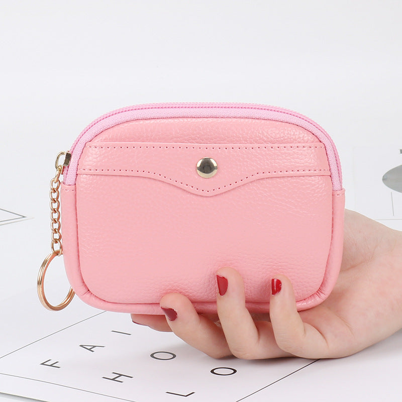 Korean women's coin purse shell small wallet simple card holder soft leather key bag mini handbag zipper coin bag 