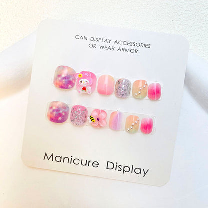 2024 new children's nail stickers girls nail stickers jelly glue cute nail stickers girls baby nail stickers 