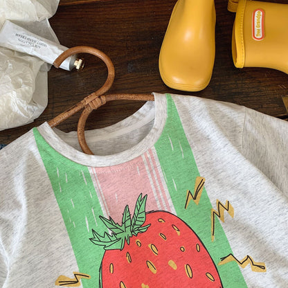 Children's T-shirt Bangcheng 2024 summer new arrival boy's big strawberry casual top children's T-shirt children's clothing short-sleeved G0188