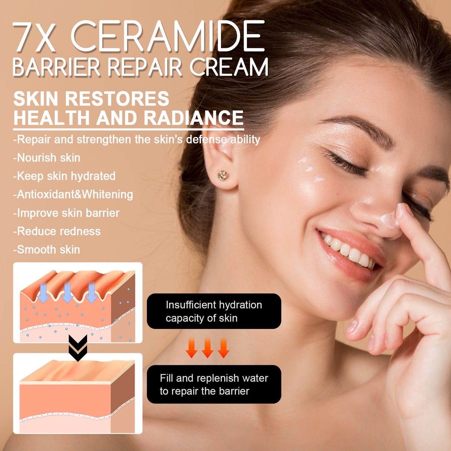 OUHOE ceramide repair cream moisturizes and hydrates the skin, repairs the skin barrier, brightens the skin, and rejuvenates the skin. Moisturizing cream 