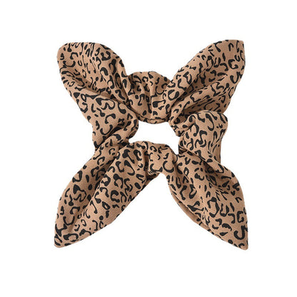 Blue factory direct sales new four-cornered starfish large intestine hair band European and American leopard print fabric hair tie ponytail headdress female