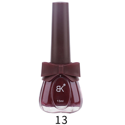 BK new 18-color seven-day water-based nail polish pure color no-bake autumn and winter style net red white macaron 13ml