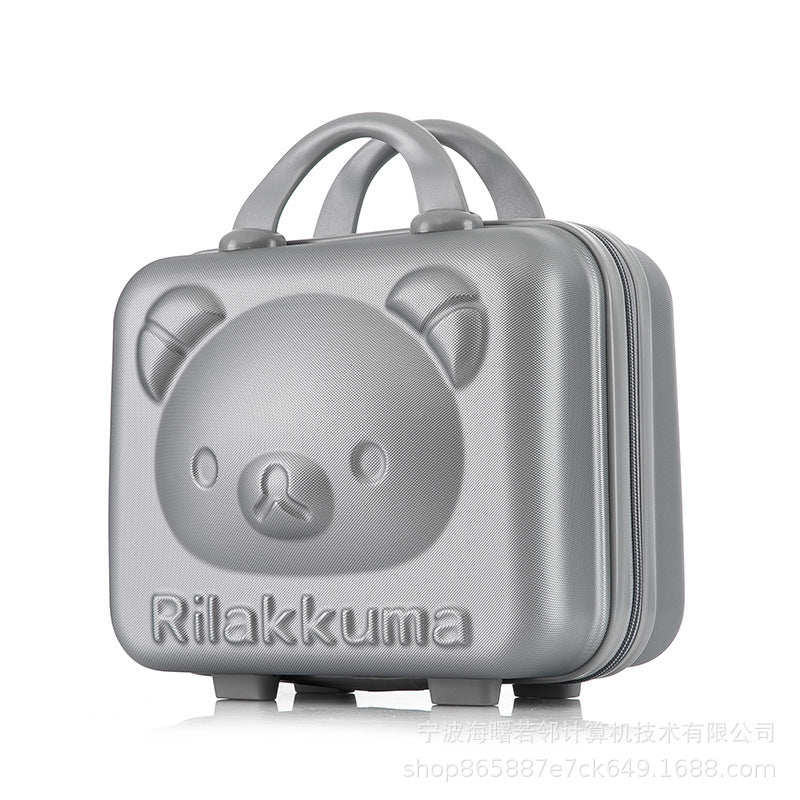 14 inch cute cartoon 3D bear carry-on luggage cosmetic small box bag password box lightweight mini storage box for women 