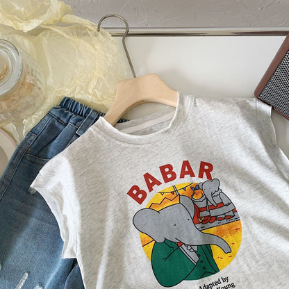 Children's vest Bangcheng 2024 summer new children's clothing boys sleeveless T-shirt cartoon elephant bottoming top G0280