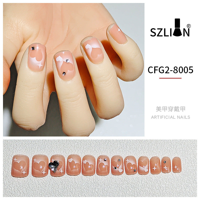 Cross-border special wearable nail tips wholesale French simple ice transparent nail art finished product detachable nail stickers