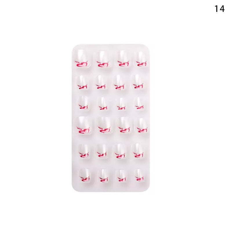 New children's nail tips 24 pieces cute children's nail tips butterfly love back adhesive wearable nail tips patch nail tips