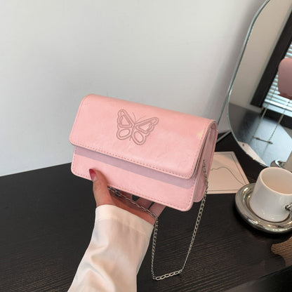 2024 autumn and winter new Korean version of the small Chanel style embroidered butterfly chain small square bag fashionable and stylish shoulder messenger bag for women 