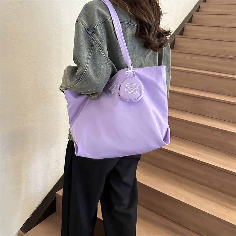 2024 new style trend large capacity fashion casual solid color stylish small hanging bag Oxford cloth commuter tote shoulder bag 