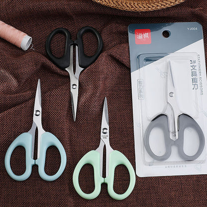 YJ-004 stainless steel student scissors No. 3 stationery office scissors handmade household paper cutting small scissors thread scissors