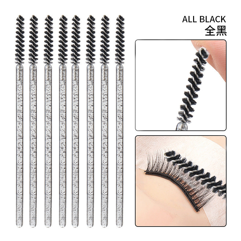 Wholesale disposable grafting eyelash brush crystal glitter rod eyebrow brush straight bright rod eyelash comb 50/pack opp bag