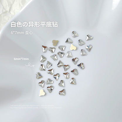 Nail jewelry flat bottom special shaped diamonds large and small mini water drop love square diamonds transparent diamonds white crystal wholesale