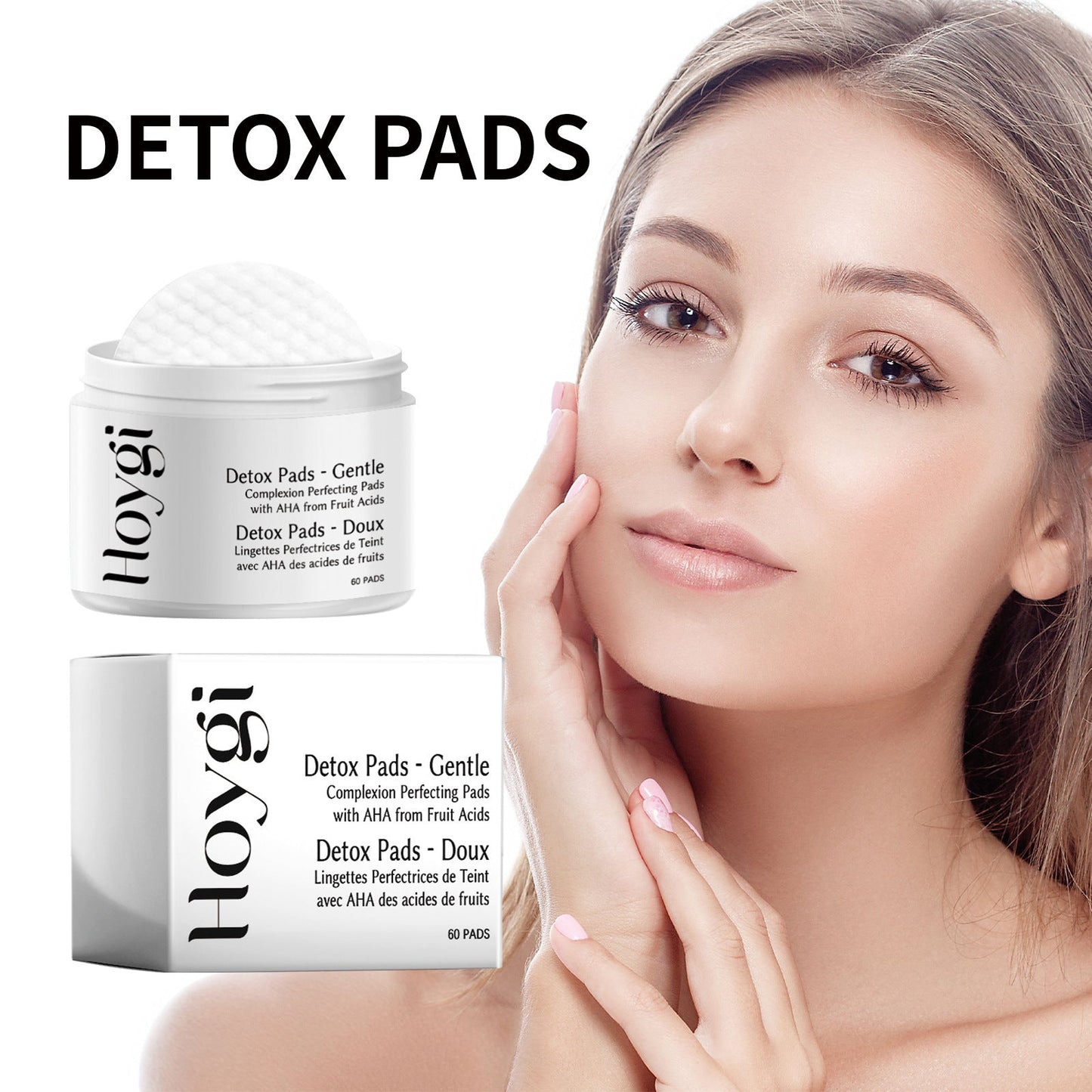 Hoygi facial cleansing care pads gently clean blackheads, acne, closed pores, moisturizing and brightening skin 