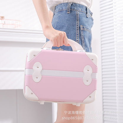 Retro mini suitcase 14 inch makeup box wedding dowry travel small box cosmetic bag boarding suitcase female 