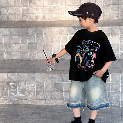 Children's denim shorts boys summer pants baby casual shorts summer new boys breathable straight pants