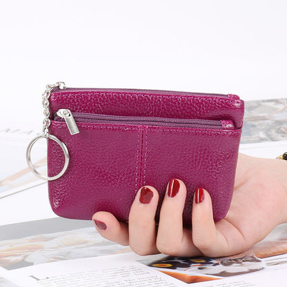 Genuine leather women's coin purse coin card holder short small handbag zipper key bag mini wallet wholesale 