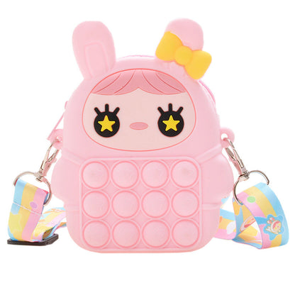 Cartoon Doll Squeeze Toy Children Bag Baby Cute Silicone Coin Purse Mini Children Messenger Bag Wholesale