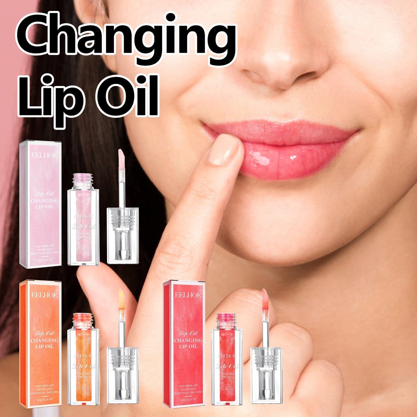 EELHOE color-changing lip oil dilutes lip lines, moisturizes, removes dead skin and makes lips plump and plump in multiple colors 