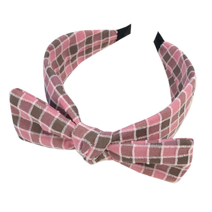 Big Bow Headband for Women Korean Cute Retro Temperament Christmas Hair Clip Checkered Fabric Headband Hair Cave