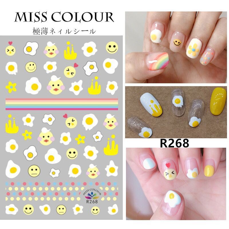 Hyuna's same style nail art nail stickers fruit stickers summer colorful cute 3D jewelry stickers small fresh plants