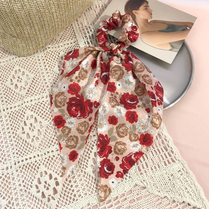 French-style hair band ribbon hair rope female national trend Chinese national style flower hair band big flower ribbon hair accessories female