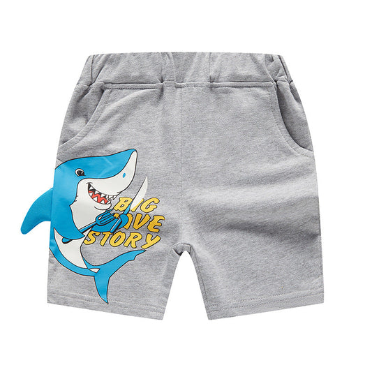 Boys shorts summer stylish casual pants children's pants baby summer Korean style summer clothes cartoon shark children's clothes