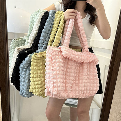 New large capacity fashionable temperament gentle pleated handbag simple commuting texture one-shoulder underarm bag tote bag 