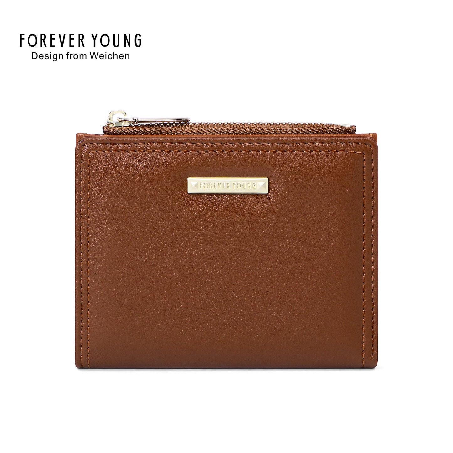 forever young short two-fold side-pull wallet women's simple multi-card slot multi-function ultra-thin coin purse 