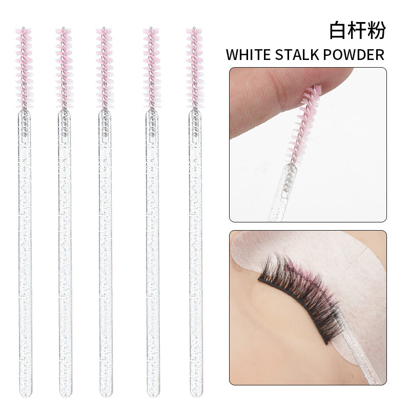 Wholesale disposable grafting eyelash brush crystal glitter rod eyebrow brush straight bright rod eyelash comb 50/pack opp bag