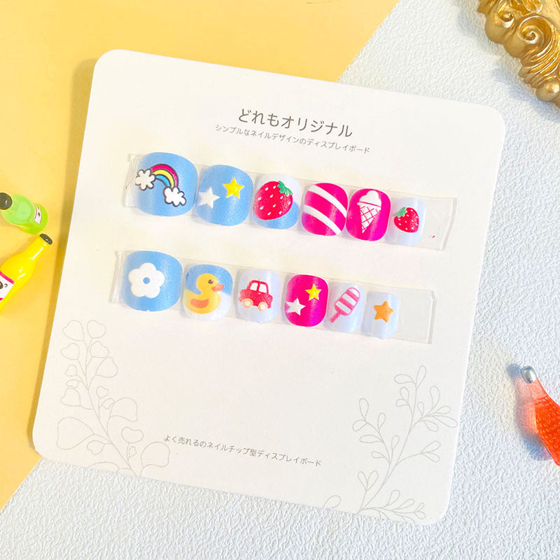 Children's nail stickers girls wear nails self-adhesive nail stickers cartoon cute princess false nail pieces embossed nail pieces